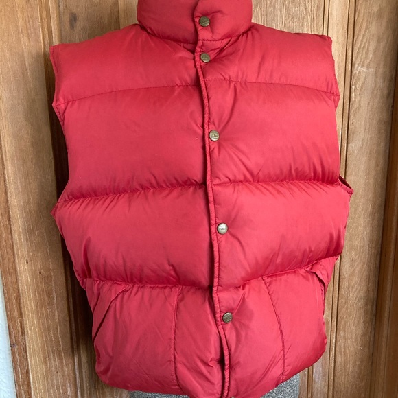 Vintage LLBean Red Down Puffer Vest Men’s Size Large - Picture 1 of 9